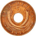 ESTE DE ÁFRICA, George VI, 5 Cents, 1937, BC+, Bronce, KM:25.1