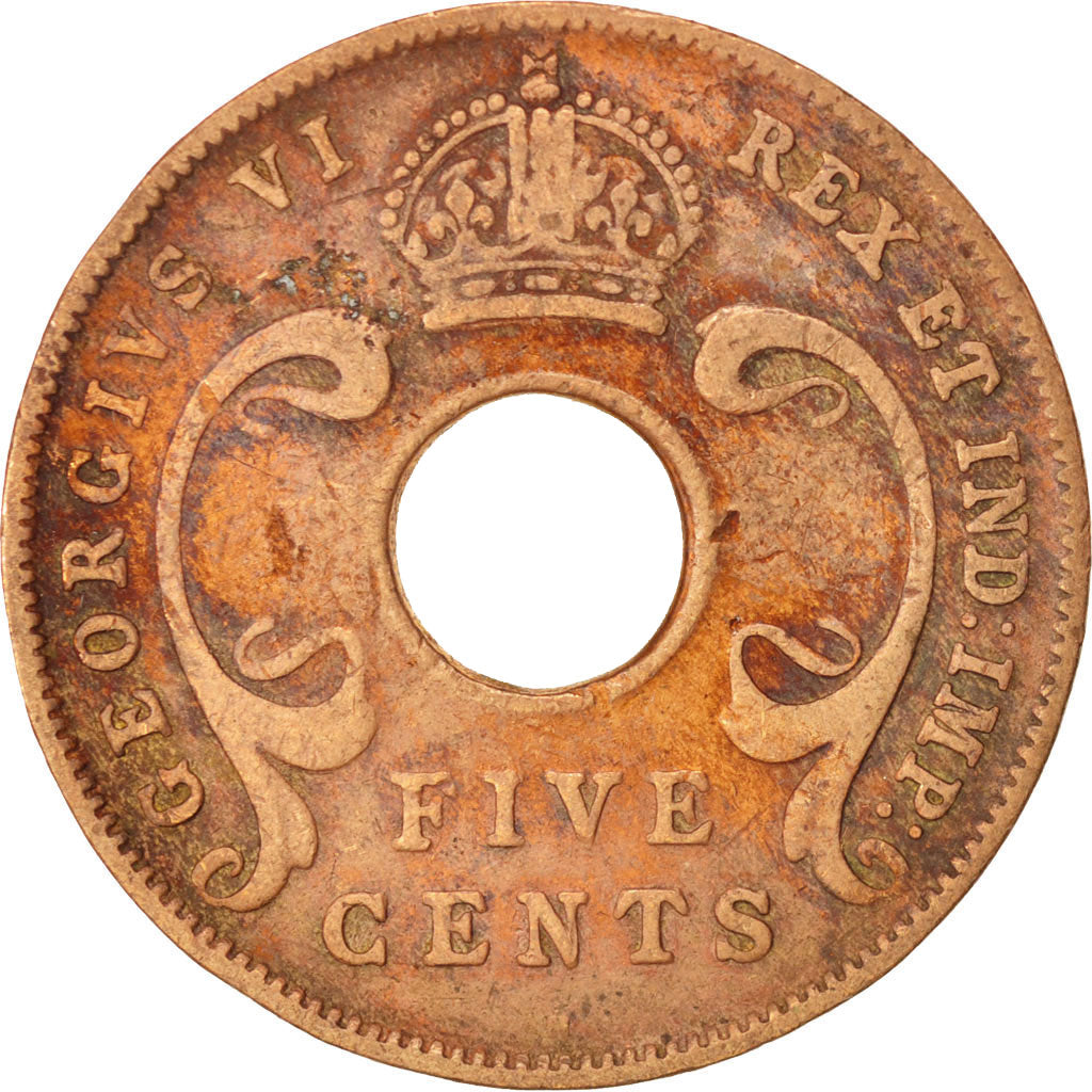 EAST AFRICA, George VI, 5 Cents, 1937, TB+, Bronze, KM:25.1