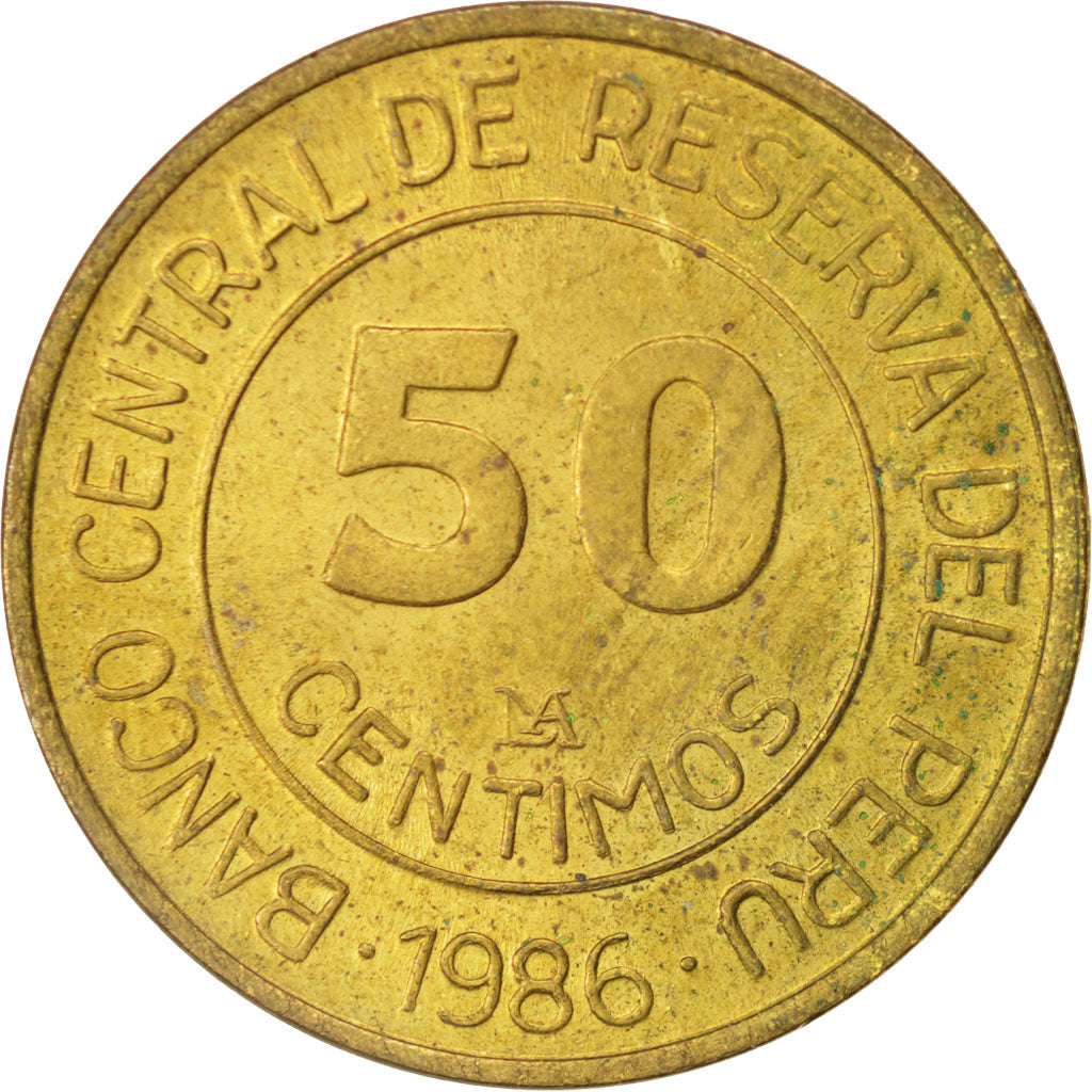 Perú, 50 Centimos, 1986, Lima, EBC+, Latón, KM:295