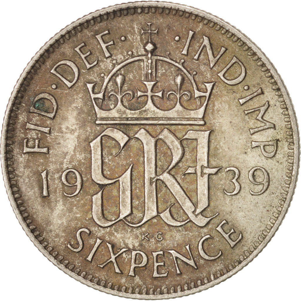 Monnaie, Grande-Bretagne, George VI, 6 Pence, 1939, TTB+, Argent, KM:852
