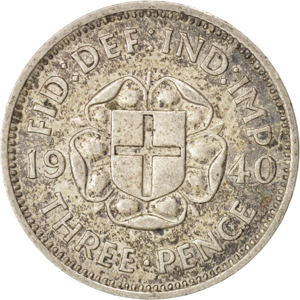 Moneta, Gran Bretagna, George VI, 3 Pence, 1940, BB+, Argento, KM:848