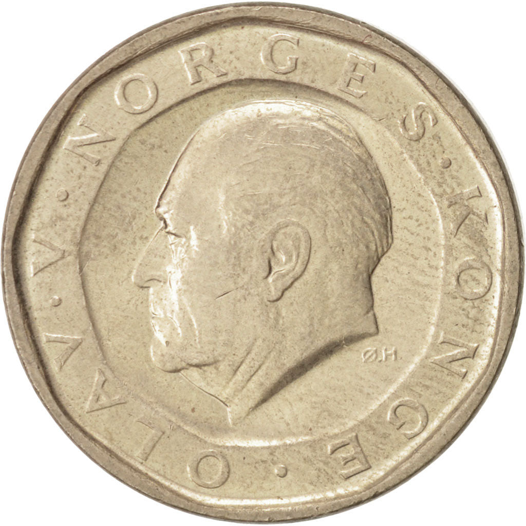 Münze, Norwegen, Olav V, 10 Kroner, 1985, UNZ, Nickel-brass, KM:427
