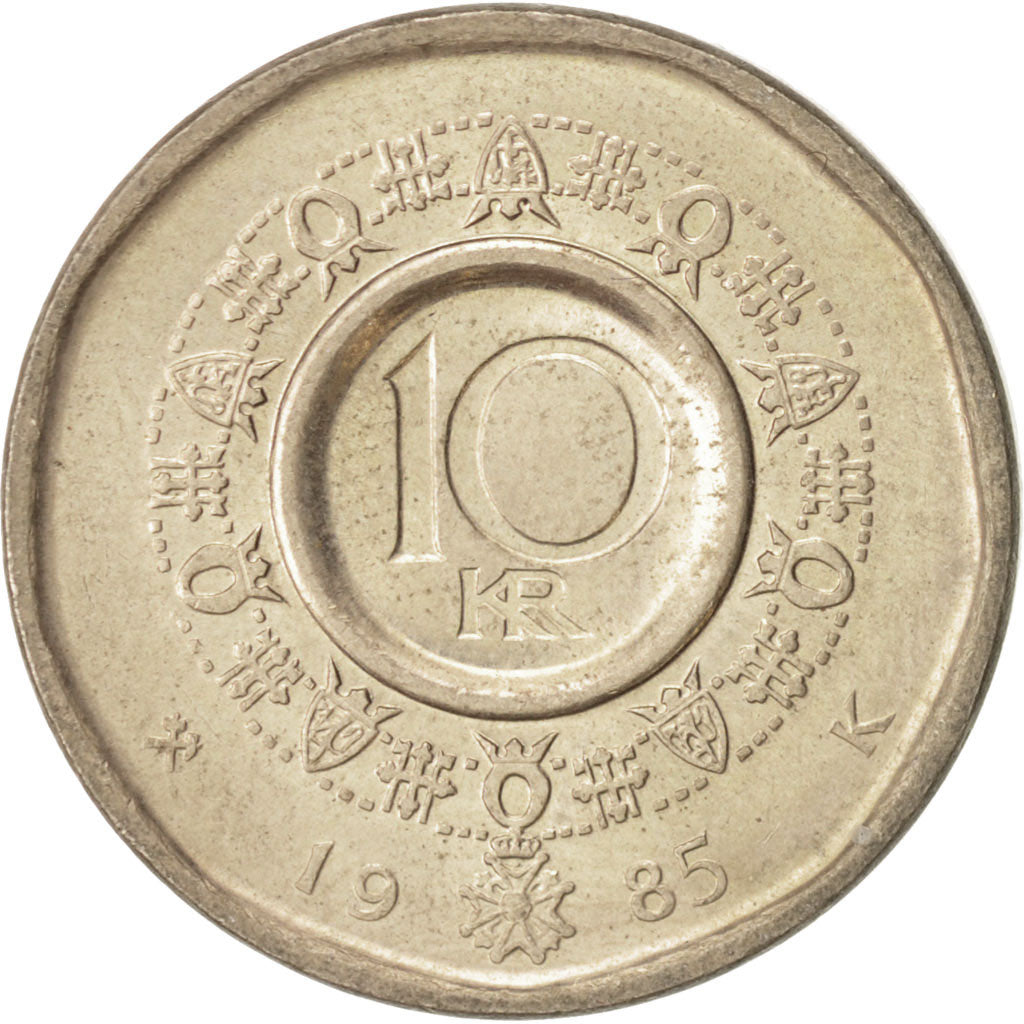 Münze, Norwegen, Olav V, 10 Kroner, 1985, UNZ, Nickel-brass, KM:427
