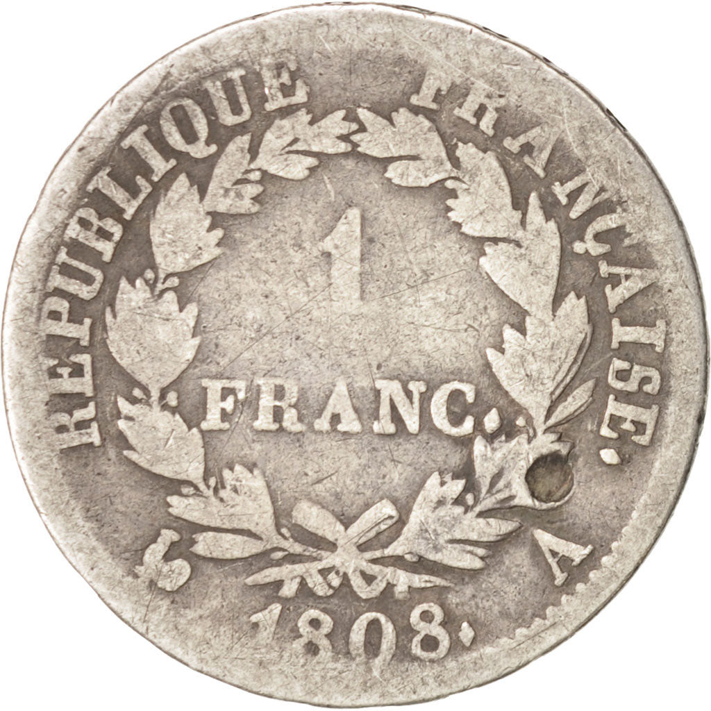 France, Napoléon I, Franc, 1808, Paris, F(12-15), Silver, KM:682.1, Gadoury:446