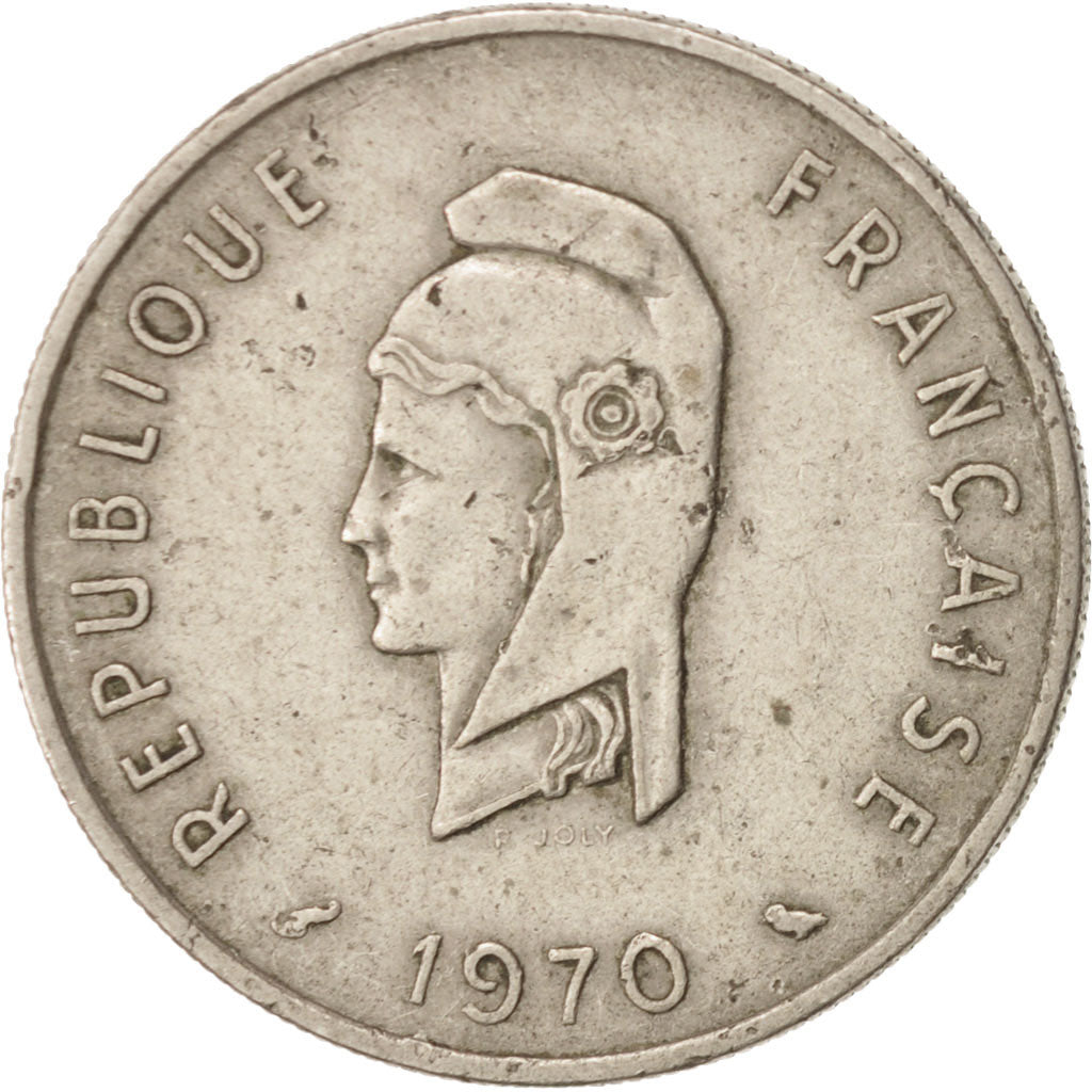 FRENCH AFARS & ISSAS, 50 Francs, 1970, Paris, EF(40-45), Copper-nickel, KM:18