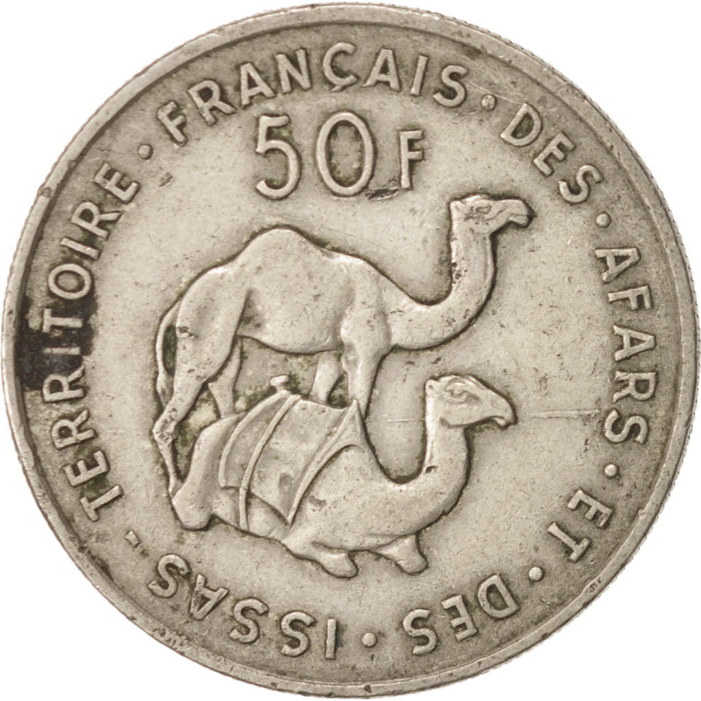 FRENCH AFARS & ISSAS, 50 Francs, 1970, Paris, EF(40-45), Copper-nickel, KM:18