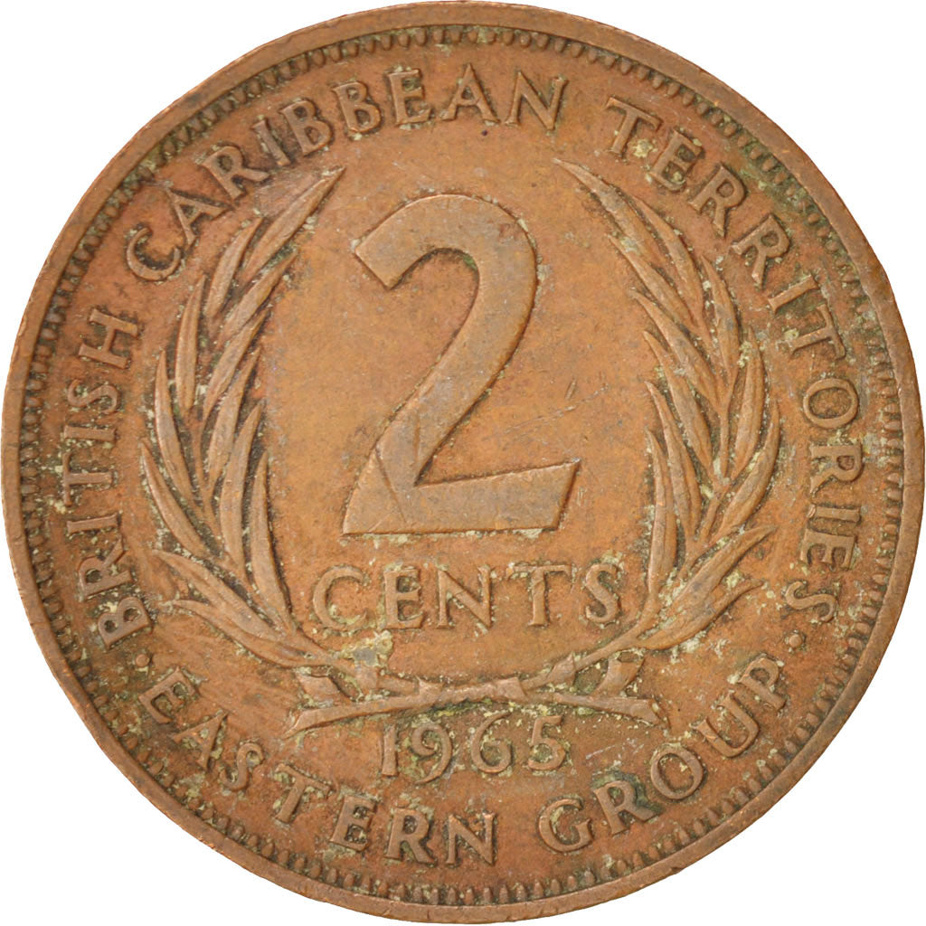 Coin, East Caribbean States, Elizabeth II, 2 Cents, 1965, VF(30-35), Bronze