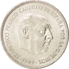 Coin, Spain, Caudillo and regent, 5 Pesetas, 1949, MS(60-62), Nickel, KM:778