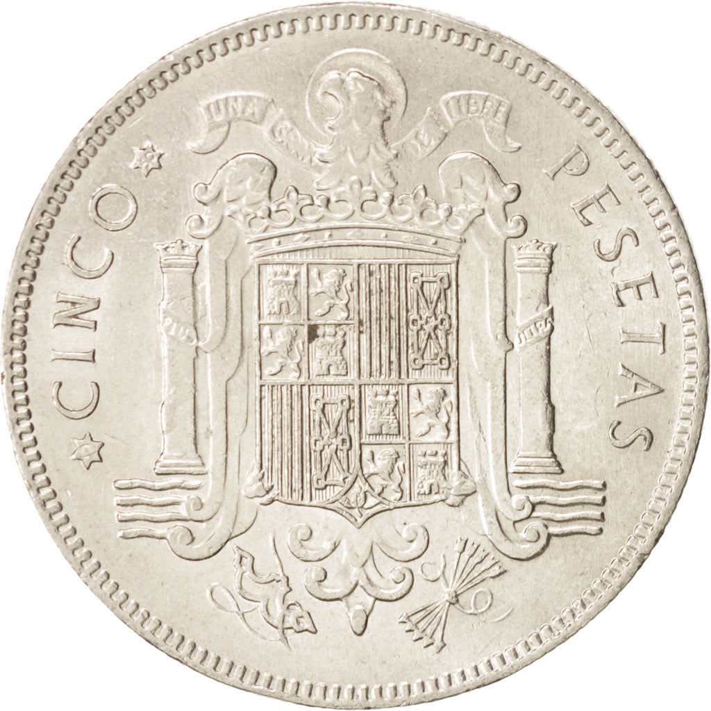 Coin, Spain, Caudillo and regent, 5 Pesetas, 1949, MS(60-62), Nickel, KM:778
