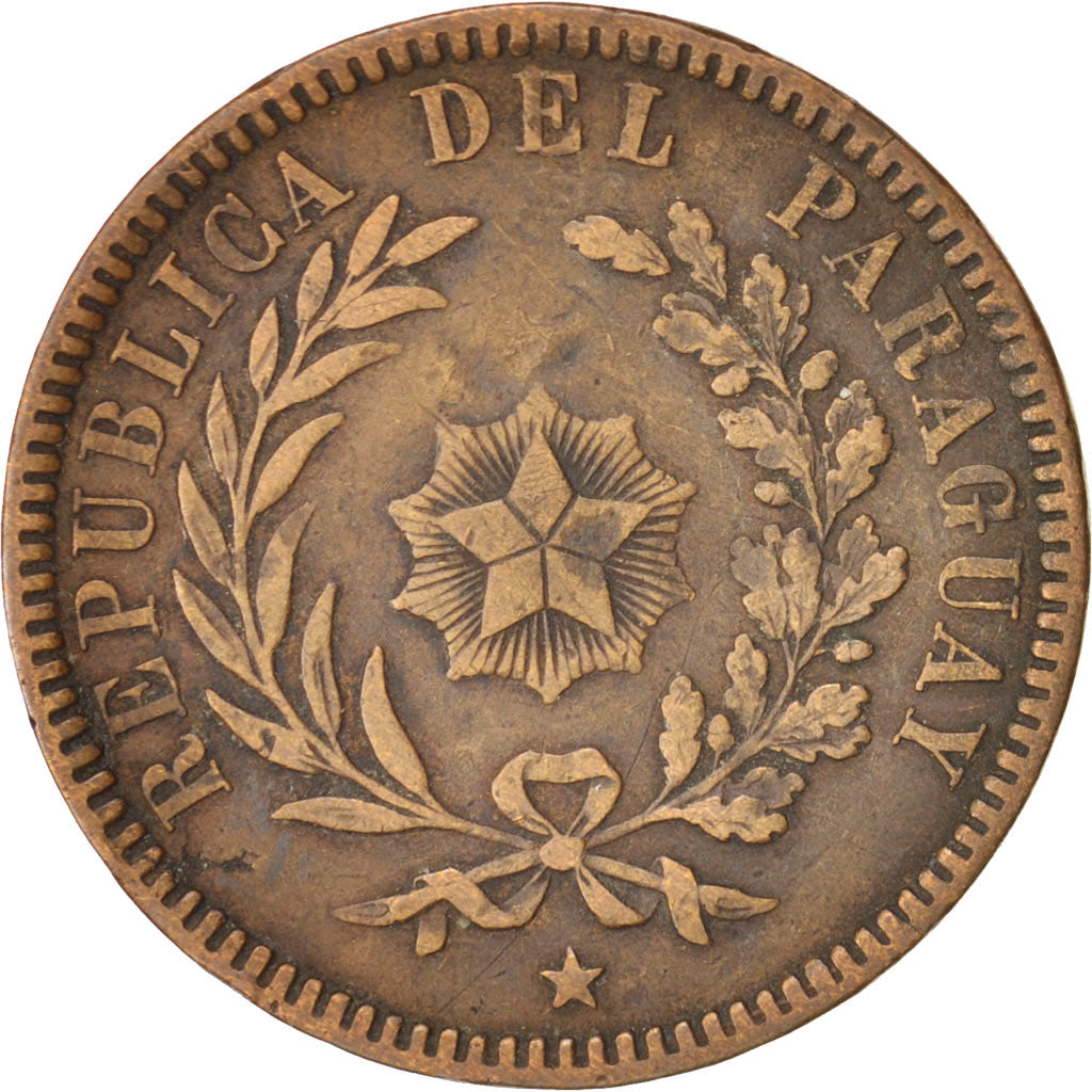 Paraguay, 2 Centesimos, 1870, VF(20-25), Copper, KM:3