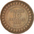 Moneda, Túnez, Muhammad al-Nasir Bey, 10 Centimes, 1917, Paris, MBC, Bronce