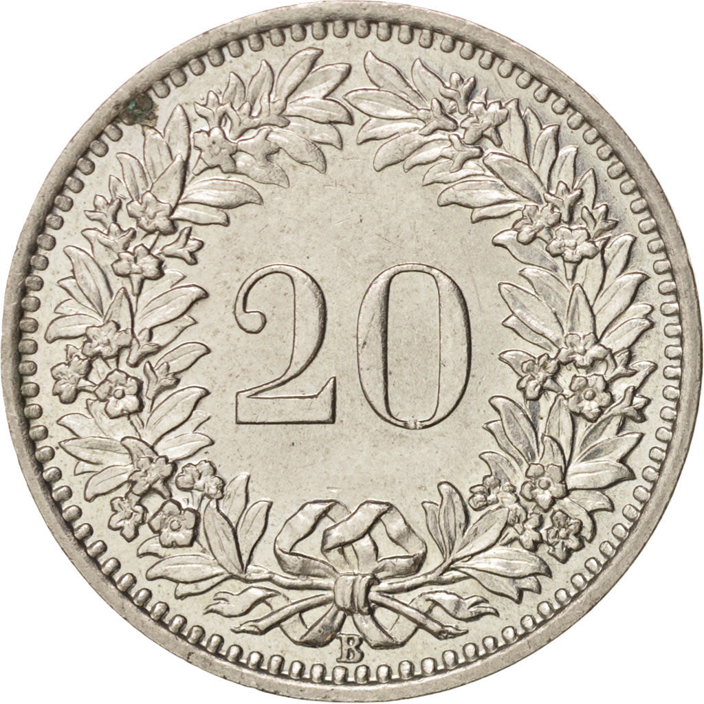 Coin, Switzerland, 20 Rappen, 1954, Bern, MS(60-62), Copper-nickel, KM:29a