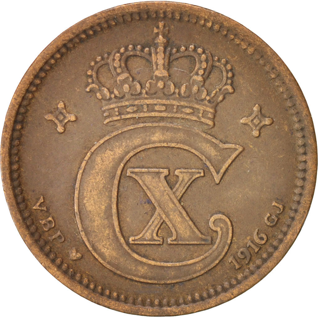 Danemark, Christian X, 5 Öre, 1916, Copenhagen, TTB, Bronze, KM:814.1