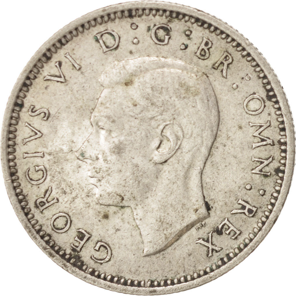 Moneta, Gran Bretagna, George VI, 6 Pence, 1943, BB+, Argento, KM:852