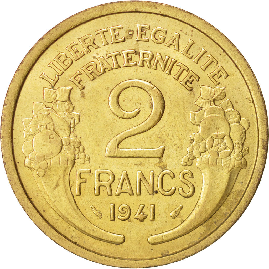 Coin, France, Morlon, 2 Francs, 1941, AU(55-58), Aluminum-Bronze, KM:886
