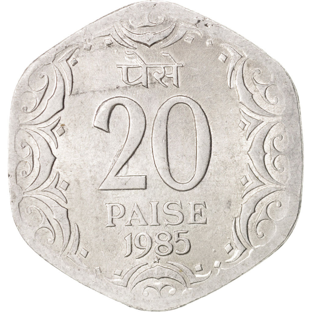 Coin, INDIA-REPUBLIC, 20 Paise, 1985, MS(63), Aluminum, KM:44