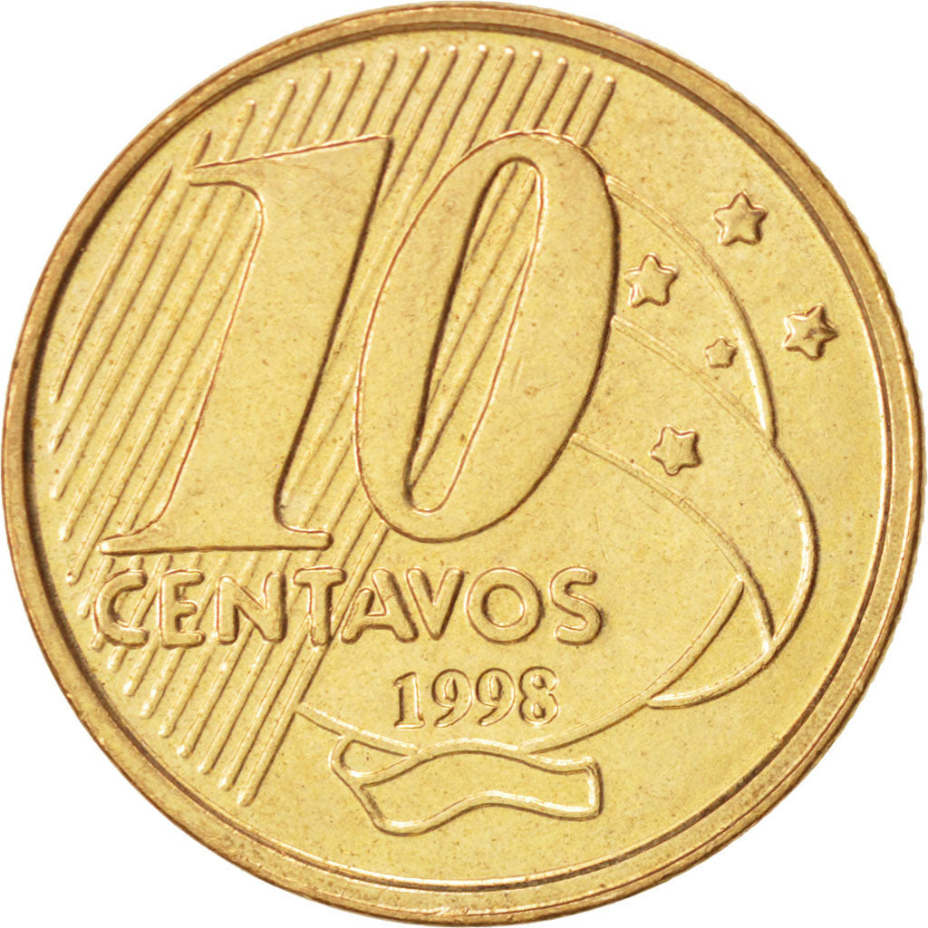 Brésil, 10 Centavos, 1998, SUP, Bronze Plated Steel, KM:649.2
