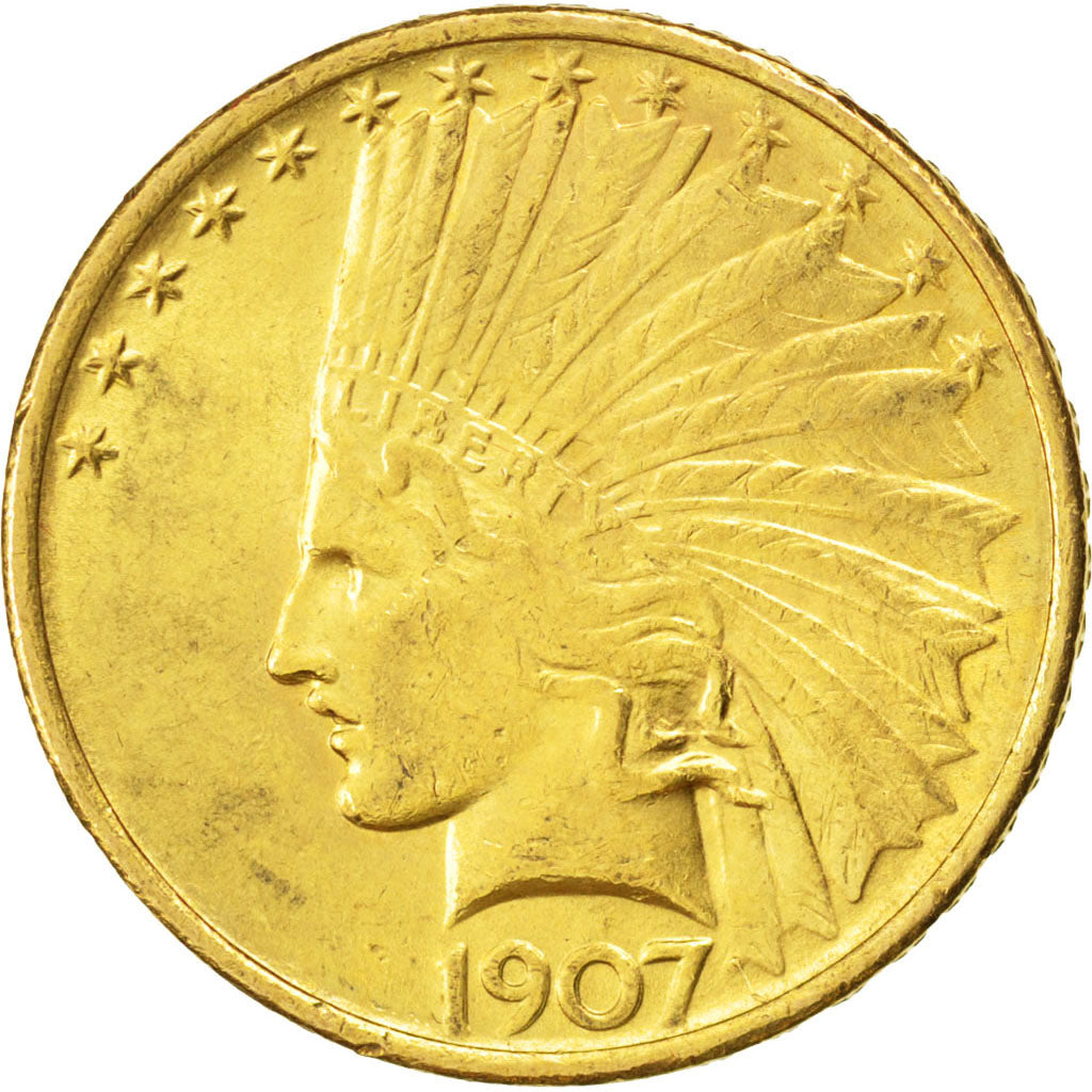 UNITED STATES, Indian Head, $10, Eagle, 1907, U.S. Mint, KM #125, AU(55-58),...