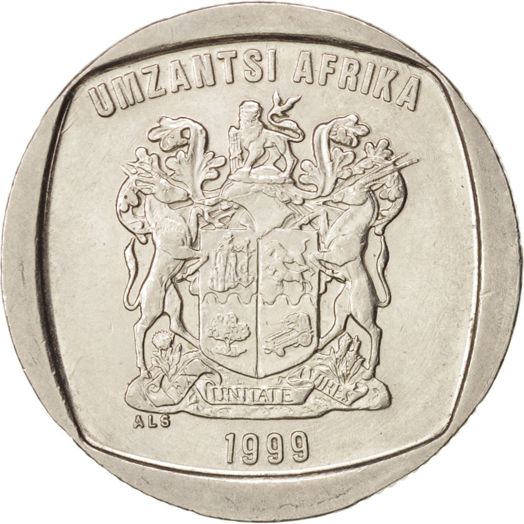 South Africa, 2 Rand, 1999, AU(55-58), Nickel Plated Copper, KM:165