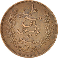Tunisia, Ali Bey, 5 Centimes, 1891, Paris, AU(50-53), Bronze, KM:221