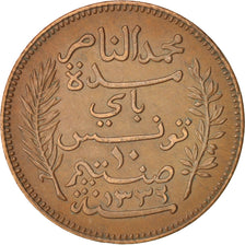 Coin, Tunisia, Muhammad al-Nasir Bey, 10 Centimes, 1914, Paris, AU(50-53)