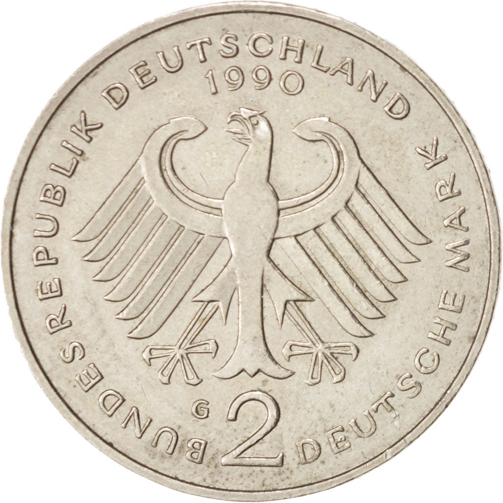 Coin, GERMANY - FEDERAL REPUBLIC, 2 Mark, 1990, Karlsruhe, AU(50-53)