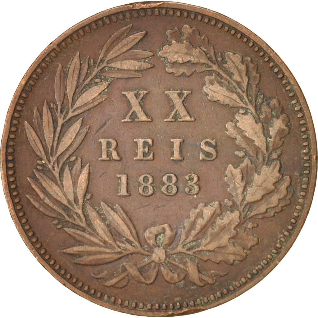 Moneda, Portugal, Luiz I, 20 Reis, 1883, MBC, Bronce, KM:527