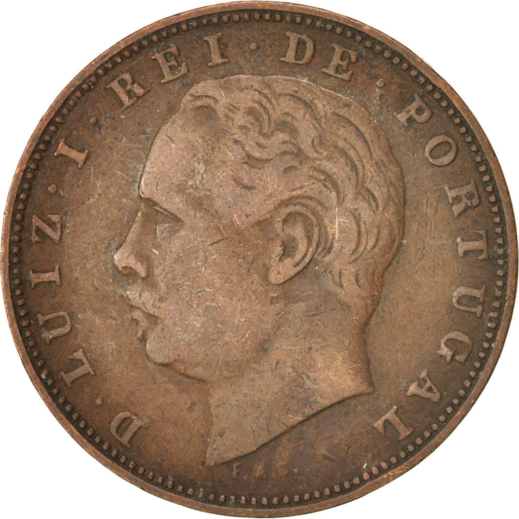 Coin, Portugal, Luiz I, 10 Reis, 1884, EF(40-45), Bronze, KM:526