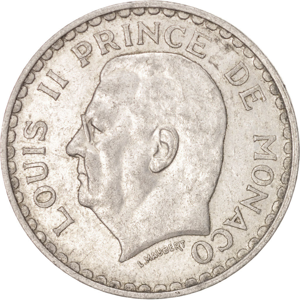 Coin, Monaco, Louis II, 5 Francs, 1945, EF(40-45), Aluminum, KM:122