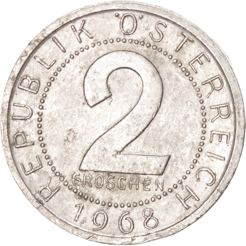 Moneta, Austria, 2 Groschen, 1968, BB+, Alluminio, KM:2876