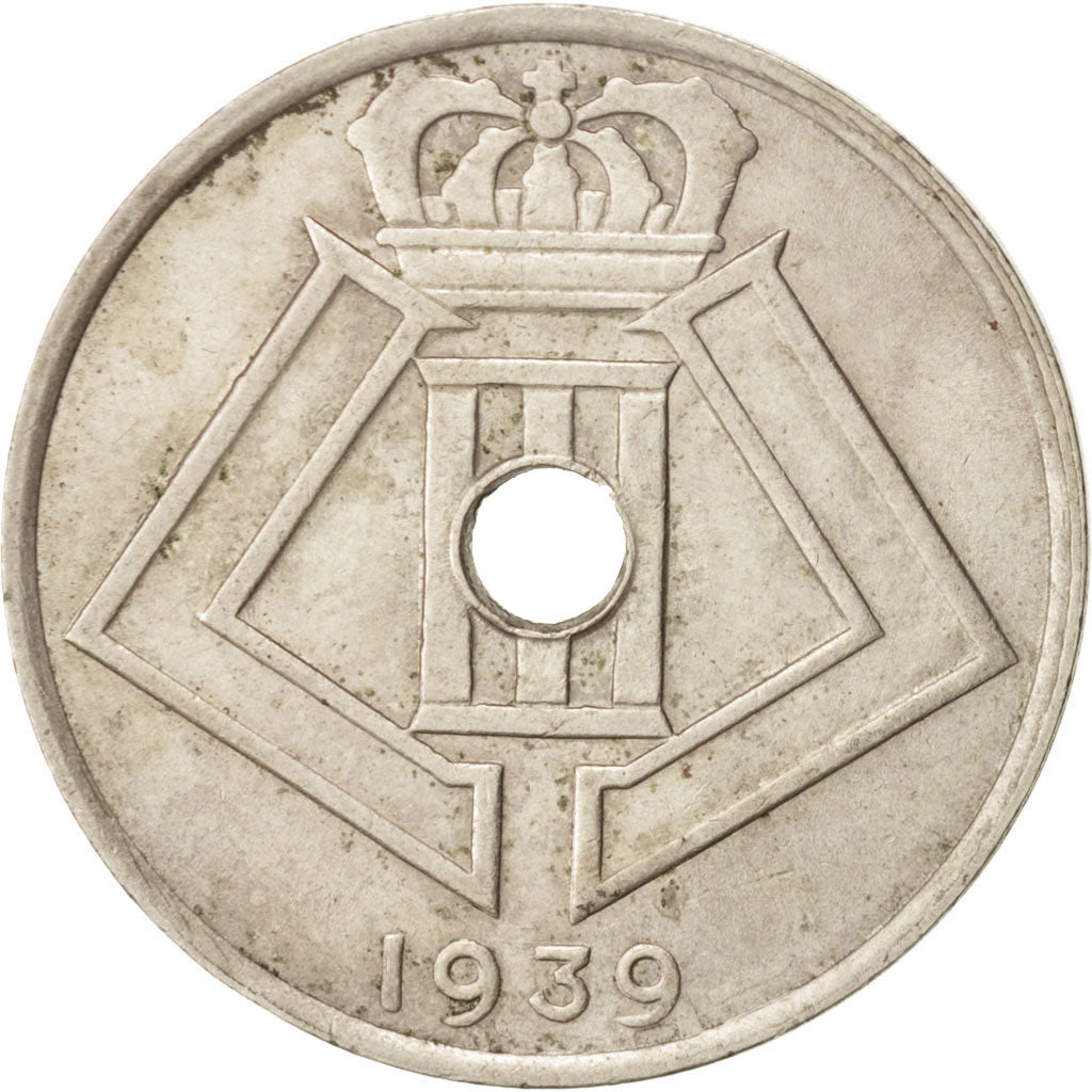 Coin, Belgium, 25 Centimes, 1939, AU(50-53), Nickel-brass, KM:114.1