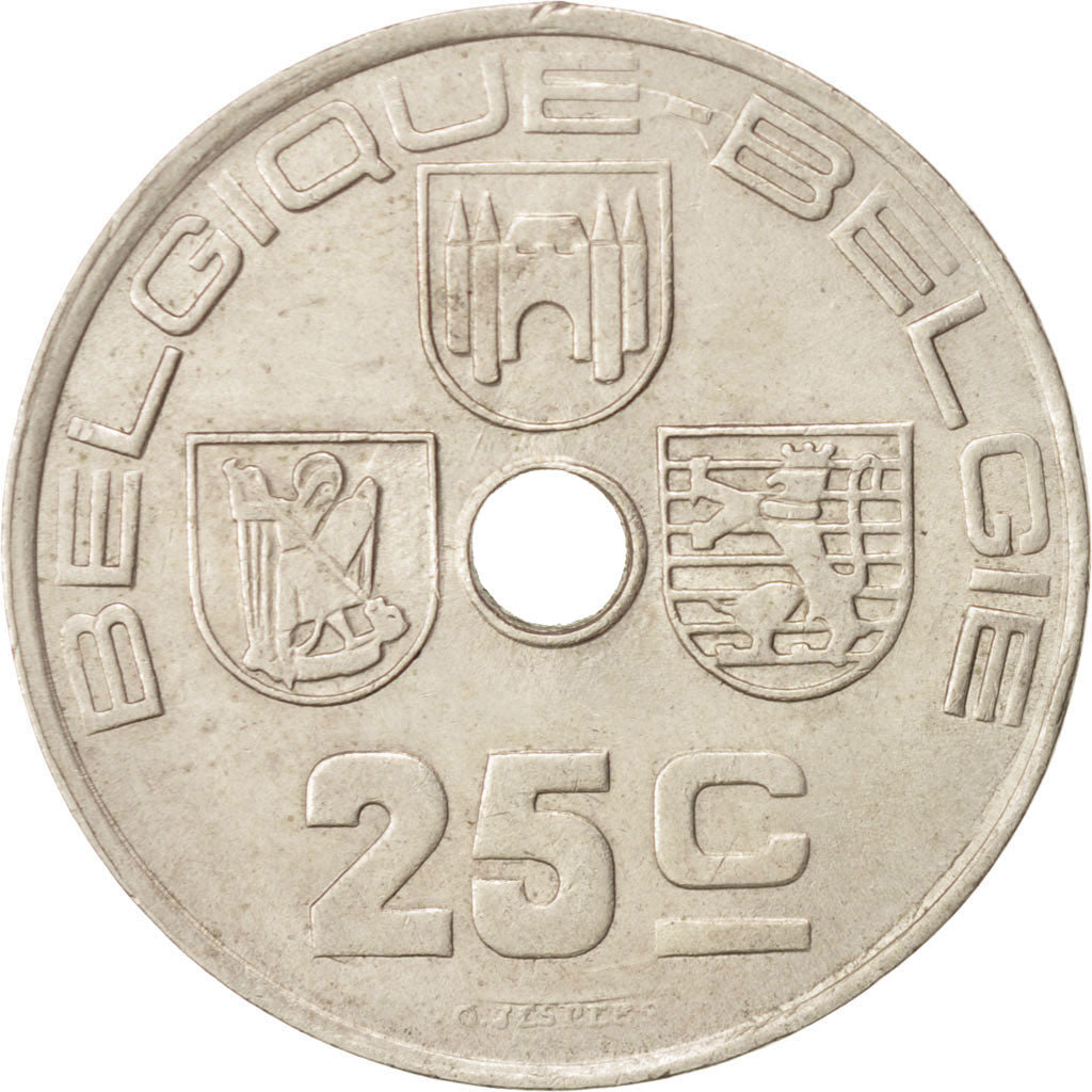 Coin, Belgium, 25 Centimes, 1939, AU(50-53), Nickel-brass, KM:114.1