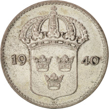 Sweden, Gustaf V, 10 Öre, 1940, AU(50-53), Silver, KM:780