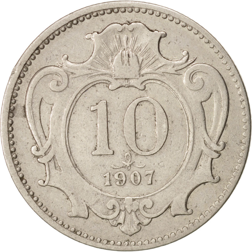 Austria, Franz Joseph I, 10 Heller, 1907, BB+, Nichel, KM:2802