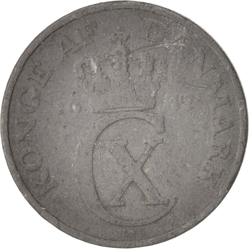 Coin, Denmark, Christian X, 2 Öre, 1942, Copenhagen, VF(20-25), Zinc, KM:833a