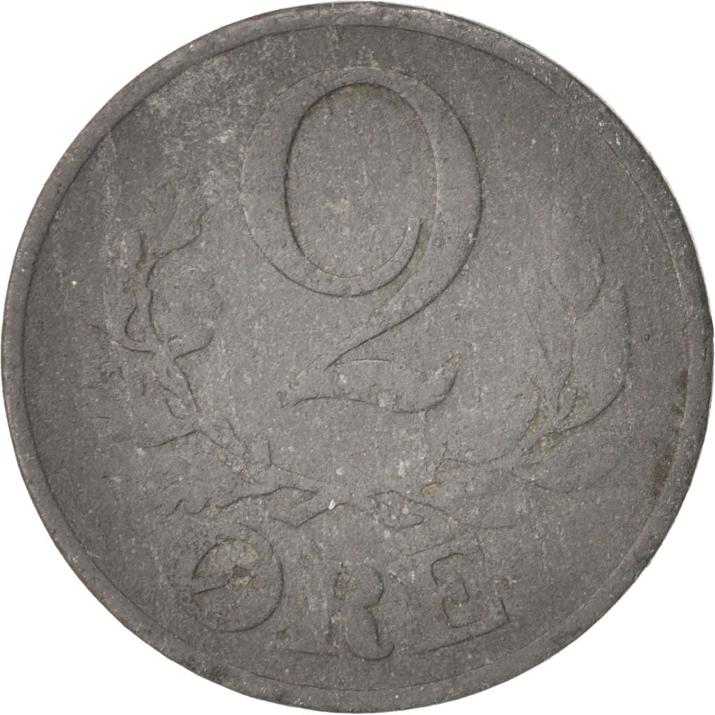 Coin, Denmark, Christian X, 2 Öre, 1942, Copenhagen, VF(20-25), Zinc, KM:833a