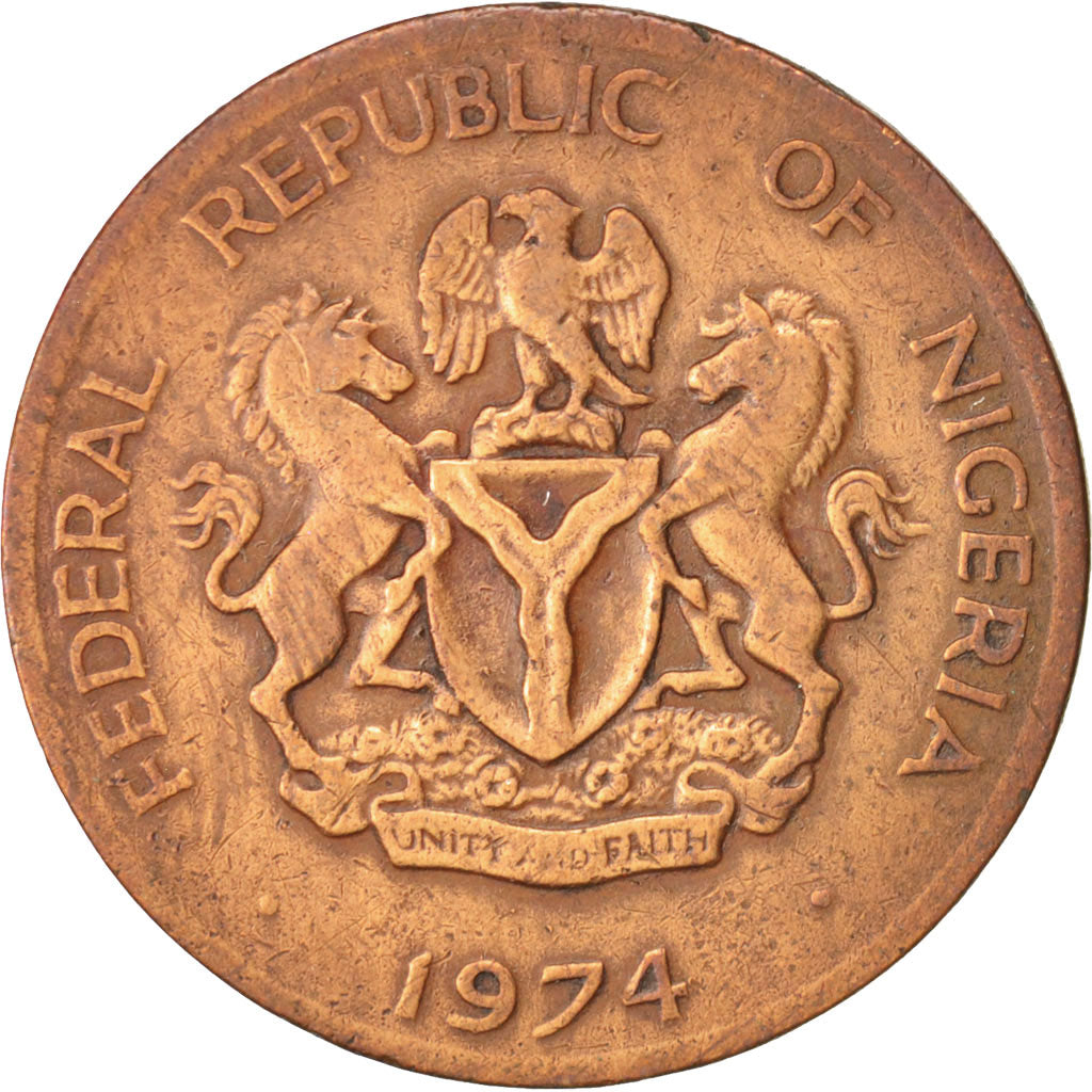 Moneda, Nigeria, Elizabeth II, Kobo, 1974, MBC, Bronce, KM:8.1