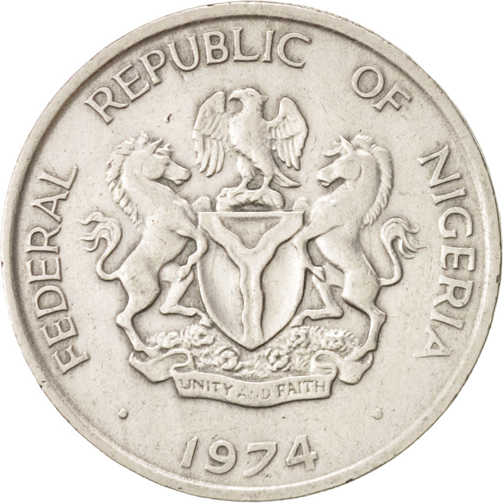 Moneta, Nigeria, Elizabeth II, 10 Kobo, 1974, BB+, Rame-nichel, KM:10.1