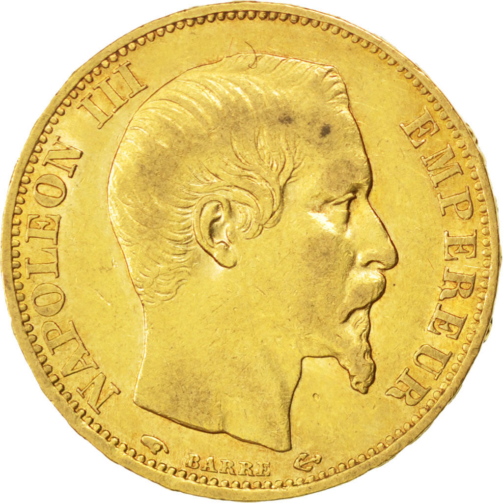 FRANCE, Napoléon III, 20 Francs, 1860, Paris, KM #781.1, AU(55-58), Gold, Gadour