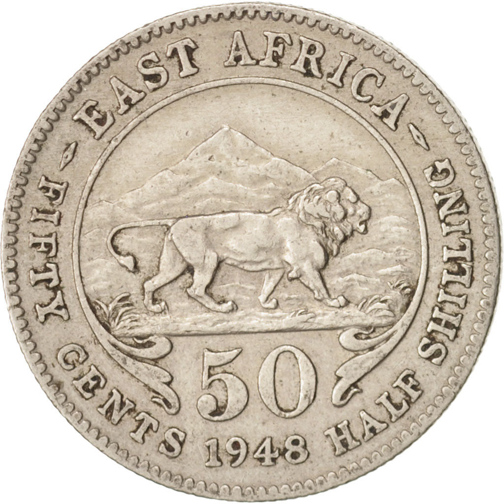 Coin, EAST AFRICA, George VI, 50 Cents, 1948, AU(50-53), Copper-nickel, KM:30