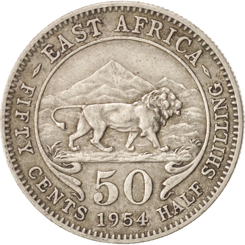 EAST AFRICA, Elizabeth II, 50 Cents, 1954, EF(40-45), Copper-nickel, KM:36