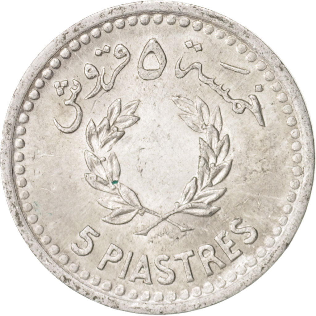 Lebanon, 5 Piastres, 1940, Paris, MS(63), Aluminum-Bronze, KM:5.2