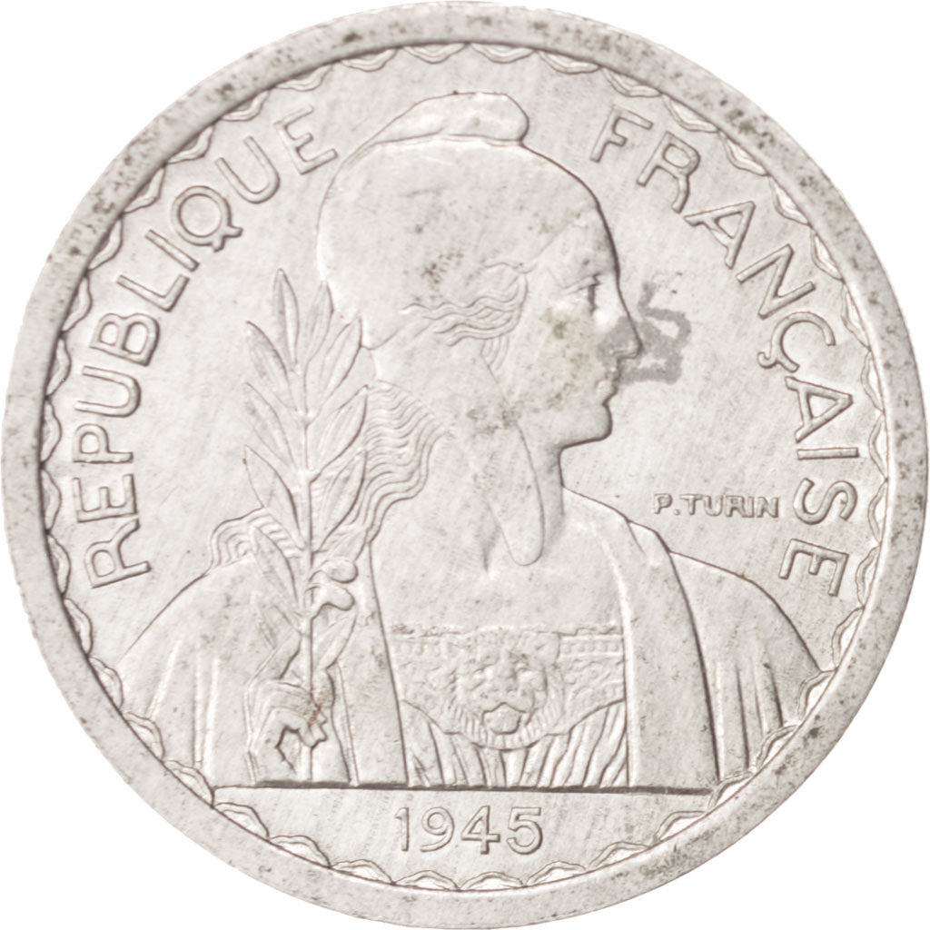 Coin, FRENCH INDO-CHINA, 10 Cents, 1945, Paris, AU(55-58), Aluminum, KM:28.1