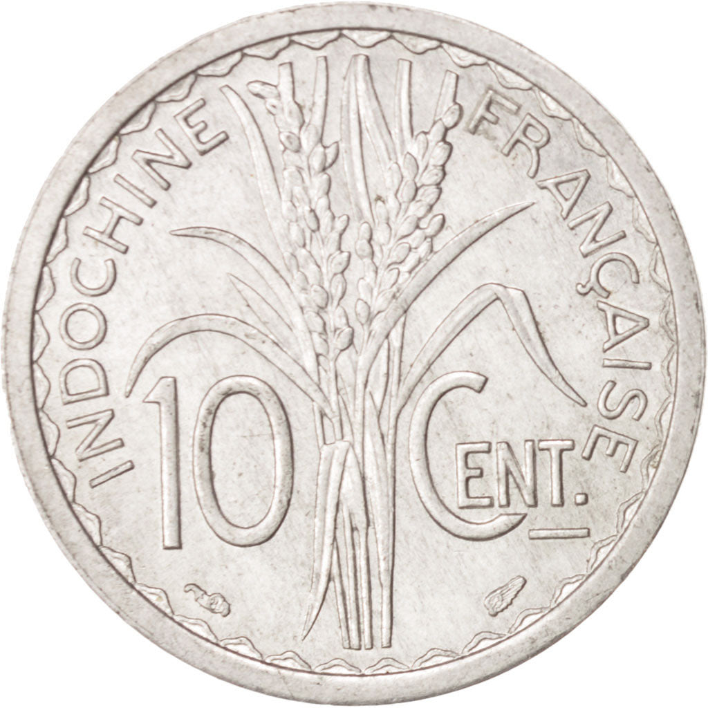 Coin, FRENCH INDO-CHINA, 10 Cents, 1945, Paris, AU(55-58), Aluminum, KM:28.1
