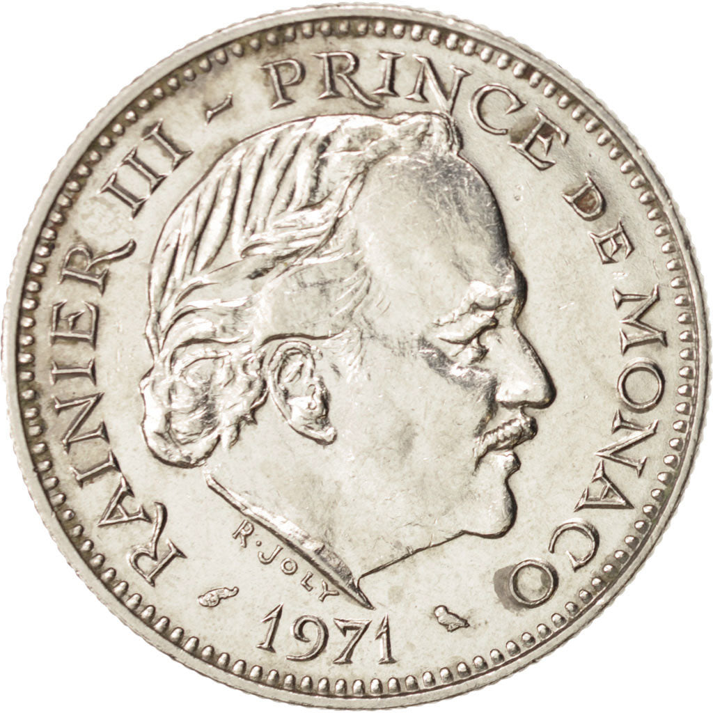 Monaco, Rainier III, 5 Francs, 1971, AU(55-58), Copper-nickel, KM:150,Gadoury153