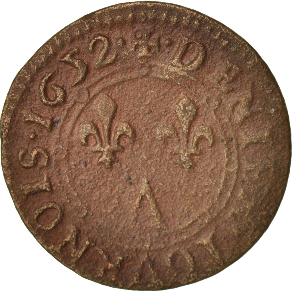 Moneda, ESTADOS FRANCESES, NEVERS & RETHEL, Denier Tournois, 1652, Charleville