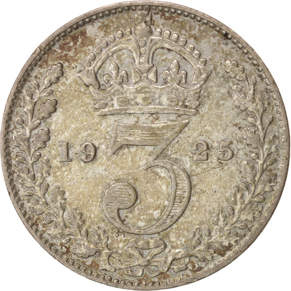 Moneta, Gran Bretagna, George V, 3 Pence, 1925, BB+, Argento, KM:813a