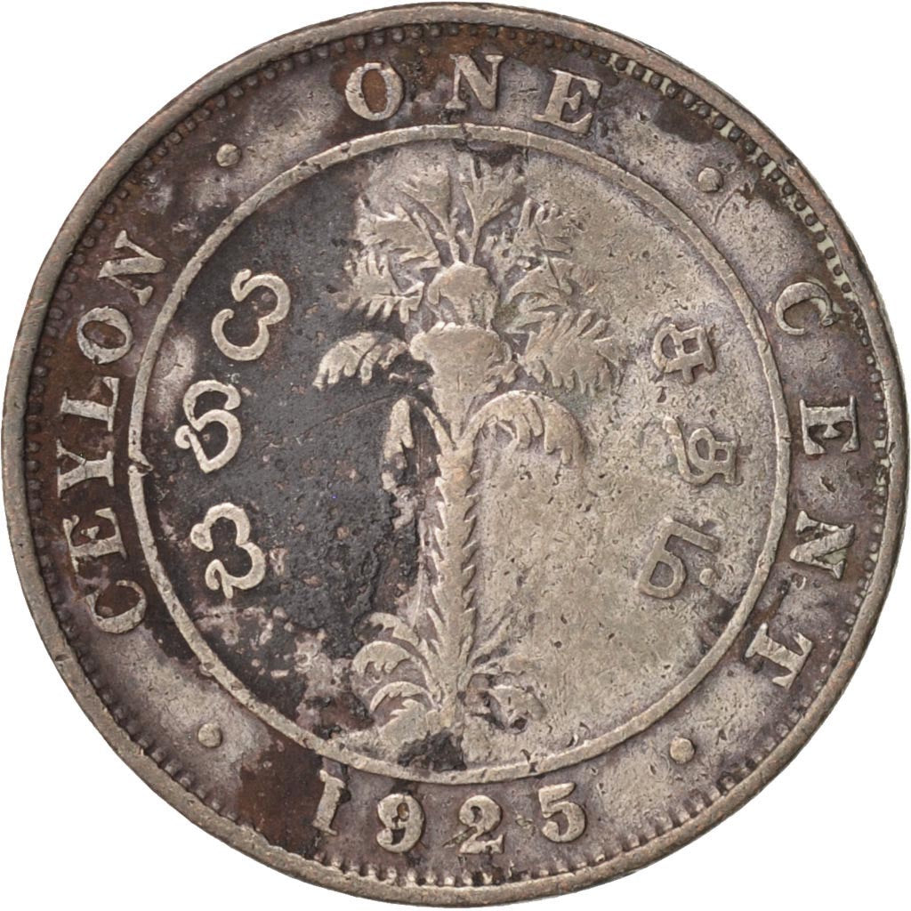 Moneta, Ceylon, George V, Cent, 1925, MB+, Rame, KM:107