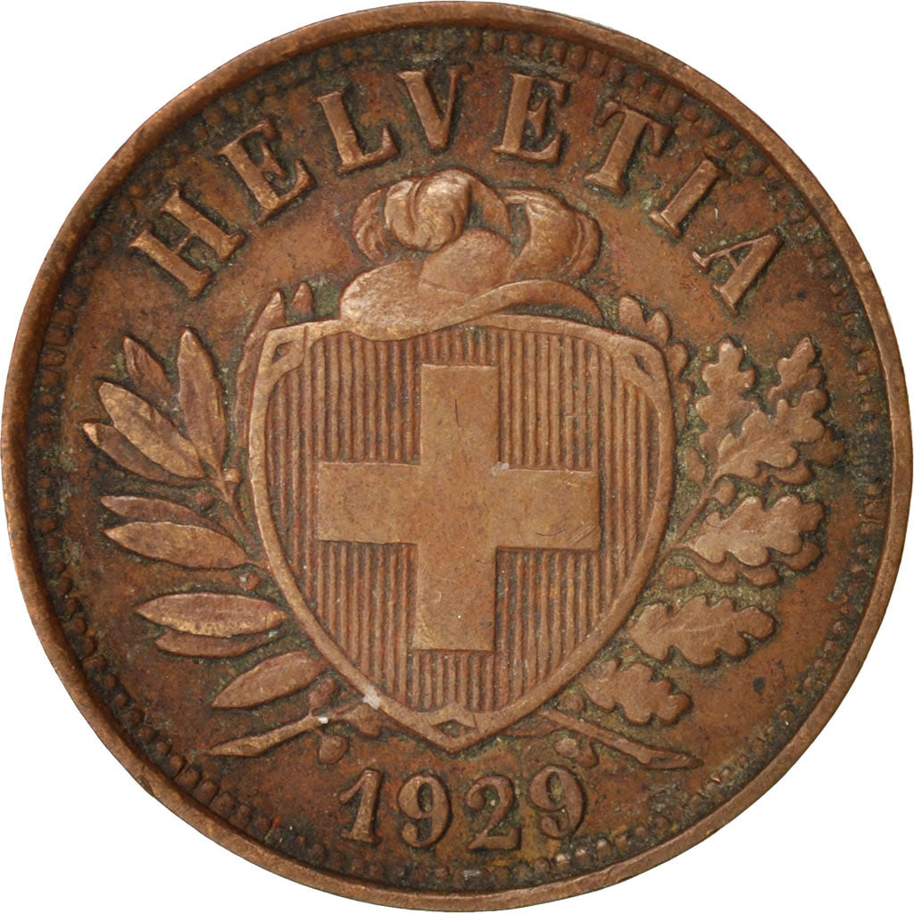 Coin, Switzerland, 2 Rappen, 1929, Bern, AU(50-53), Bronze, KM:4.2