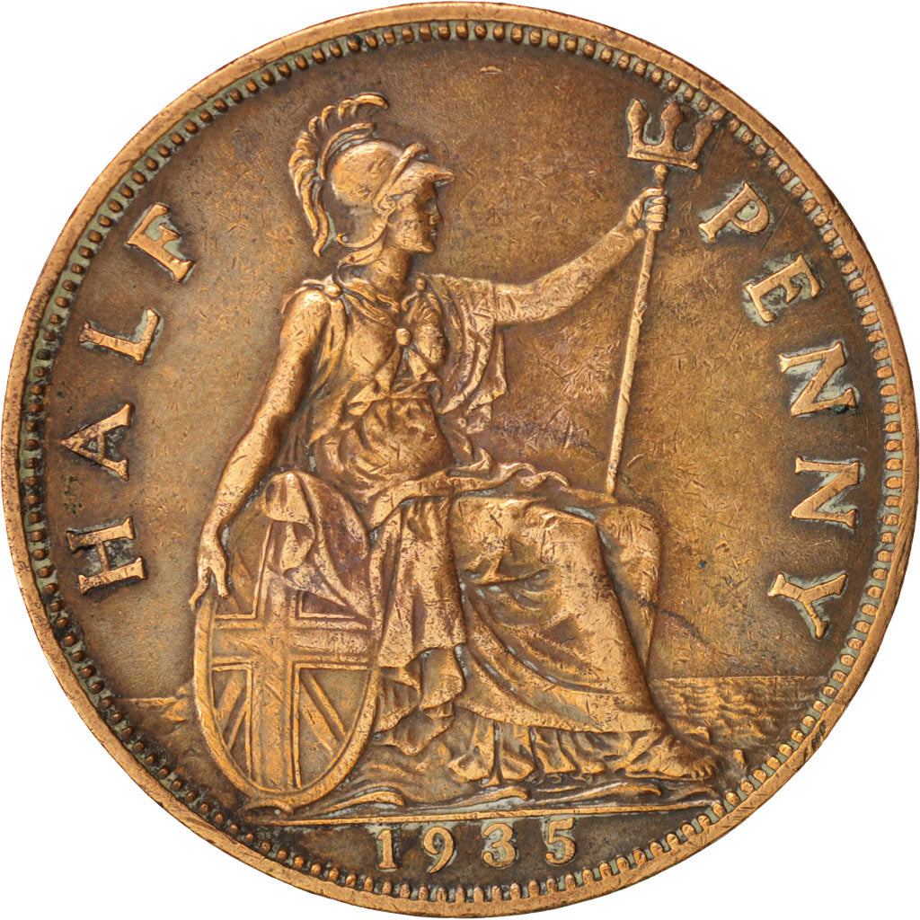 Coin, Great Britain, George V, 1/2 Penny, 1935, EF(40-45), Bronze, KM:837